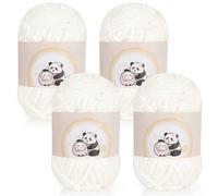 Aeelike 400g(4x100g) Laine Chenille, Pelote de Laine Moelleux et Epais à Tricoter à la Main, Laine Layette Bebe à Tricoter, Laine Coton Douce en Peluche pour Couverture Bébé, Beige