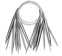 Aeelike 9 Pcs 2,5-10,0 mm Acier Inoxydable Set d'Aiguille Circulaire pour Mains Arthritiques, 80 cm Set d'Aiguilles Circulaires Tricot en Métal Durable pour Chandails, Couvertures et Echarpes
