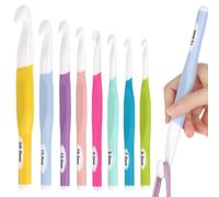 Aeelike Ensemble de crochets ergonomiques en plastique de grande taille 20 mm, 15 mm, 12 mm, 10 mm, 9 mm, 8 mm, 7 mm, 6 mm, pour les mains arthritiques et les débutants, grandes aiguilles à crochet