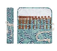 Aeelike Ensembles d'aiguilles à tricoter en bambou avec étui, 18 paires d'aiguilles à tricoter simples en bambou de 2,0 à 10,0 mm, aiguilles à tricoter courtes en bambou