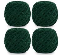 Aeelike Fil à Crochet Chunky Vert, 4 x 100g Laine à Tricoter Douce Épaisse pour Débutantes, Laine Épaisse pour Crochet pour Couvertures, Écharpes, Pulls, Sacs et Projets Doux, Fil Chunky Moelleux Vert