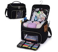 Aeelike Grands sacs à tricoter pour ranger la laine et les aiguilles, sac de fil avec trous pour projets de tricot ou de crochet, organisateur de rangement de fil à suspendre, sac de voyage portable