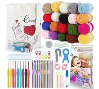 Aeelike Kit Crochet avec Accessoires et Sac de Rangement, Kit Crochet Débutant Complet avec 20 Fils pour Crocheter des Travaux d'Aiguille Uniques