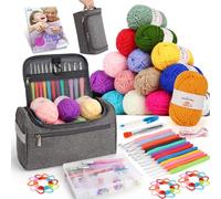 Aeelike Kit Crochet Debutant Complet, avec 16 Crochets à Laine, Crochets Set 2,0 à 8,0 mm, avec Portable sac étanche, Accessoires, Boîte de Rangement,Tutoriel pour Beginner Adulte