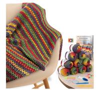 Aeelike Kit Crochet Debutant Complet, Couverture Rétro arc-en-ciel Kits de Crochet Debutant avec 10 Laine à Tricoter Ombré Chaud, Crochets, Accessoires, Tutoriel Vidéo