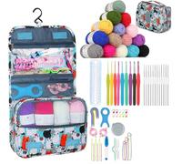 Aeelike Kit de crochet avec sac pour voyage, facile à apprendre à crocheter pour les débutants de tous âges, kit de démarrage de 69 pièces comprenant des instructions de crochet, 21 crochets, 15 fils