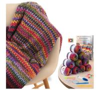 Aeelike Kit de Crochet de Couverture pour Débutants, Couverture arc-en-ciel Ombrée, Kit Complet de Crochet avec Assez de Fil de Laine Chaud, Tutoriels Vidéos, Kits de Tricot Faciles pour Adultes