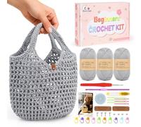 Aeelike Kit de Crochet Debutant Complet pour Sac avec Tutoriel, Gris