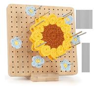 Aeelike Planche de Blocage du Crochet, 20x20cm Granny Quare Planche de Blocage, Granny Square Blocking Board avec 24 Pins en Acier Inoxydable, Support de Base