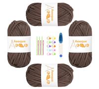 Aeeque Fil textile pour t-shirts, pour crochet, fil à ruban, pour paniers, 4 x 100 g, kaki