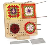 Aeeque Planche en Bois pour Crochet Tricot, 19,5cm/7,67inch Planche de Bricolage avec Tiges, Planche Carré du Crochet, Détirer Tissu de nombreuse Forme et Taille, Outil de Tricotage pour Grand-mère