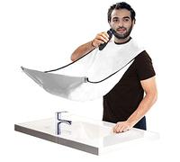 AEESRRU Cape de Rasage, Tablier à Barbe Homme, Avec 2 ventouses en silicone visqueux, Pour les soins de rasage, cadeaux pour hommes（blanc）