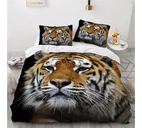 AEESS Housse de Couette 140x200 Enfant Tigre 3D Imprimé Parure de lit Ultra Doux Hypoallergique 3 Pièces Faune Sauvage Bedding avec Fermeture Éclair et 2 Taie d'oreiller Fille Garçon