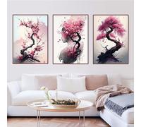 AEEYDDWE Lot de 3 posters de qualité supérieure - Peinture à l'huile sur toile avec thème abstrait de beauté de fleurs de pêche - Poster décoratif mural élégant pour salon et chambre à coucher -