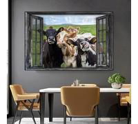 AEEYDDWE Poster de vache devant la fenêtre de la ferme - Images de paysage naturel - Décoration murale élégante pour salon et chambre à coucher - Sans cadre - 30 x 40 cm
