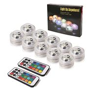 Aeeyui 10PCS Bougie LED Lampe Submersible Etanche Lampe sous-Marines Étanche avec Une Télécommande Couleur Changement pour Ambiance Fontaine Piscine Bain Vase Mariage Fête Anniversaire Noël(10+2)
