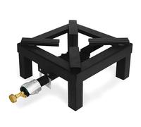 AEFFE Réchaud avec brûleur et vanne, en fonte, carré ou rond, pour extérieur avec pieds, jardin, camping, en conserve, adapté pour poêles (carré, 40 x 40 cm)