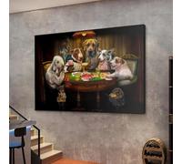 AEFOUU Affiche abstraite moderne et créative représentant un chien jouant au poker, imprimée sur toile, 30 x 45 cm Décoration murale idéale pour le salon ou la maison