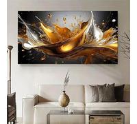 AEFOUU Affiche décorative moderne sur toile « Écoulement de liquide dor頻 (20 x 40 cm, sans cadre) pour salon ou couloir