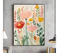 AEFOUU Affiche florale abstraite à imprimer, style botanique, printanier, aux tons roses et verts modernes (70 x 90 cm/cadre intérieur)
