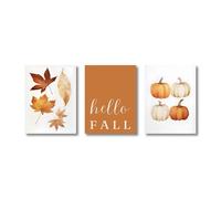 AEFOUU Affiche orange « Bonjour Automne » avec motif de feuilles d'automne et citrouille décorative, idéale pour la décoration de la chambre 40x60cm Cadre intérieur