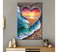 AEFOUU Affiche sur toile « Amour de la plage » et décoration murale pour la maison, la fête des pères, Noël, la fête des mères et les activités familiales (90x120cm/35x48 pouces/sans cadre)