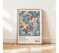 AEFOUU Affiche sur toile « Poissons koi et fleurs de cerisier » de Yayoi Kusama, style japonais, estampe de Tokyo, décoration murale pour salon, 60 x 70 cm