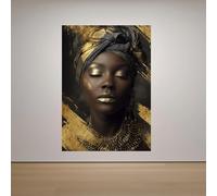 AEFOUU Affiches murales : Portraits élégants de femmes africaines, maquillage doré, coiffes tribales, décoration intérieure de luxe (60 x 80 cm/sans cadre)