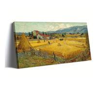AEFOUU Décoration murale « Golden Harvest » : tableau sur toile représentant un paysage rural, affiche et art mural moderne pour la chambre à coucher (70 x 140 cm avec cadre intérieur)