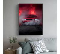 AEFOUU Décoration murale minimaliste et moderne : voiture de sport américaine (60 x 70 cm, cadre intégré) Impression sur toile HD Idéale pour le salon ou la chambre