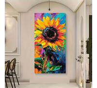 AEFOUU Décoration murale moderne abstraite de tournesols, grand tableau encadré pour salon, chambre, cuisine (75 x 140 cm)