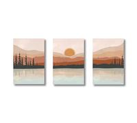 AEFOUU Ensemble de 3 affiches murales représentant un paysage de forêt au coucher du soleil, illustrations abstraites, art moderne, décoration murale pour salon 40x50cm sans cadre