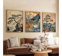 AEFOUU Ensemble de 3 affiches sur toile représentant des paysages de voyage japonais, au style rétro et vibrant, pour la décoration murale de votre chambre ou de votre maison (60 x 90 cm)