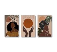 AEFOUU Ensemble de 3 posters sur toile représentant une élégante femme noire, portrait féminin, style moderne milieu du siècle, décoration murale pour salon 30x42cm sans cadre