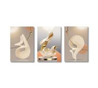 AEFOUU Ensemble de 3 tableaux abstraits géométriques beiges sur toile, style nordique, impression HD, idéal pour la décoration murale de votre salon 40x50cm sans cadre