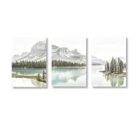 AEFOUU Ensemble de 3 tableaux sur toile représentant un paysage de lac et de montagne nordique, avec des illustrations de nature, idéal pour décorer votre salon (60x90 cm, sans cadre)