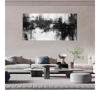 AEFOUU Grand tableau abstrait, impression sur toile en noir et blanc, affiche minimaliste moderne pour la décoration du salon et de la chambre (40x80cm sans cadre)