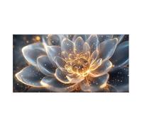 AEFOUU Grande toile murale moderne représentant une fleur de lotus dorée - Décoration murale élégante pour la maison ou le bureau (80 x 160 cm/Cadre intérieur)