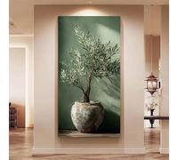 AEFOUU Grande toile murale représentant un olivier moderne en pot, style méditerranéen et neutre, idéale pour la décoration du salon (70 x 120 cm, sans cadre)