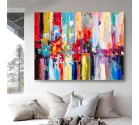 AEFOUU Grande œuvre d'art murale abstraite et colorée, encadrée, peinture d'art abstrait, décoration moderne 70x108cm(28x43in)