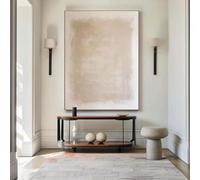 AEFOUU Impression encadrée sur toile - Peinture abstraite beige et marron, art mural neutre, grande peinture texturée beige, décoration bohème 90x120cm(35x47in) Avec cadre