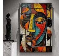 AEFOUU Impression sur toile de Picasso jaune et marron, masque tribal africain abstrait moderne, peinture murale pour salon, 50 x 90 cm (20 x 35 pouces)