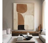 AEFOUU Impression sur toile encadrée, tableau mural moderne abstrait, marron, beige, noir, peinture murale minimaliste, décoration d'intérieur, 60x92cm(24x36 pouces) avec cadre