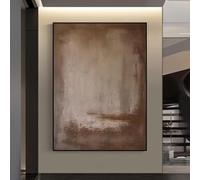 AEFOUU Impression sur toile murale encadrée, peinture abstraite marron, art mural, gris, marron, minimaliste, décoration d'intérieur bohème, 90x135cm(35x53 pouces) avec cadre