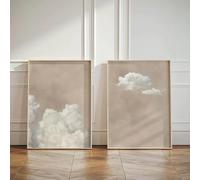 AEFOUU Lot de 2 affiches abstraites sur toile, motif nuage beige neutre, style minimaliste moderne, pour la décoration murale du salon ou de la maison (40 x 50 cm)