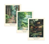 AEFOUU Lot de 3 affiches de paysages japonais - Paysages côtiers et paysage d'automne, avec une tour, pour la décoration de votre chambre (70x100cm/sans cadre)