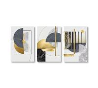 AEFOUU Lot de 3 affiches dorées modernes, art géométrique abstrait, peintures sur toile, décoration murale pour salon ou déménagement (50x70 cm, sans cadre)