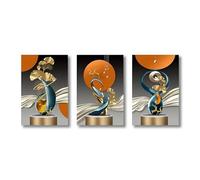 AEFOUU Lot de 3 tableaux abstraits géométriques beiges sur toile, style nordique, impression HD, pour la décoration du salon (60x90 cm, sans cadre)