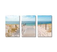 AEFOUU Lot de 3 tableaux modernes sur toile représentant des paysages marins, avec des affiches et des impressions décoratives pour le salon (20x30cm/cadre intérieur)