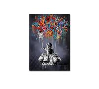 AEFOUU Tableau abstrait classique de Banksy, style graffiti urbain, impression sur toile, affiche, décoration pour salon (70 x 100 cm, cadre intérieur)